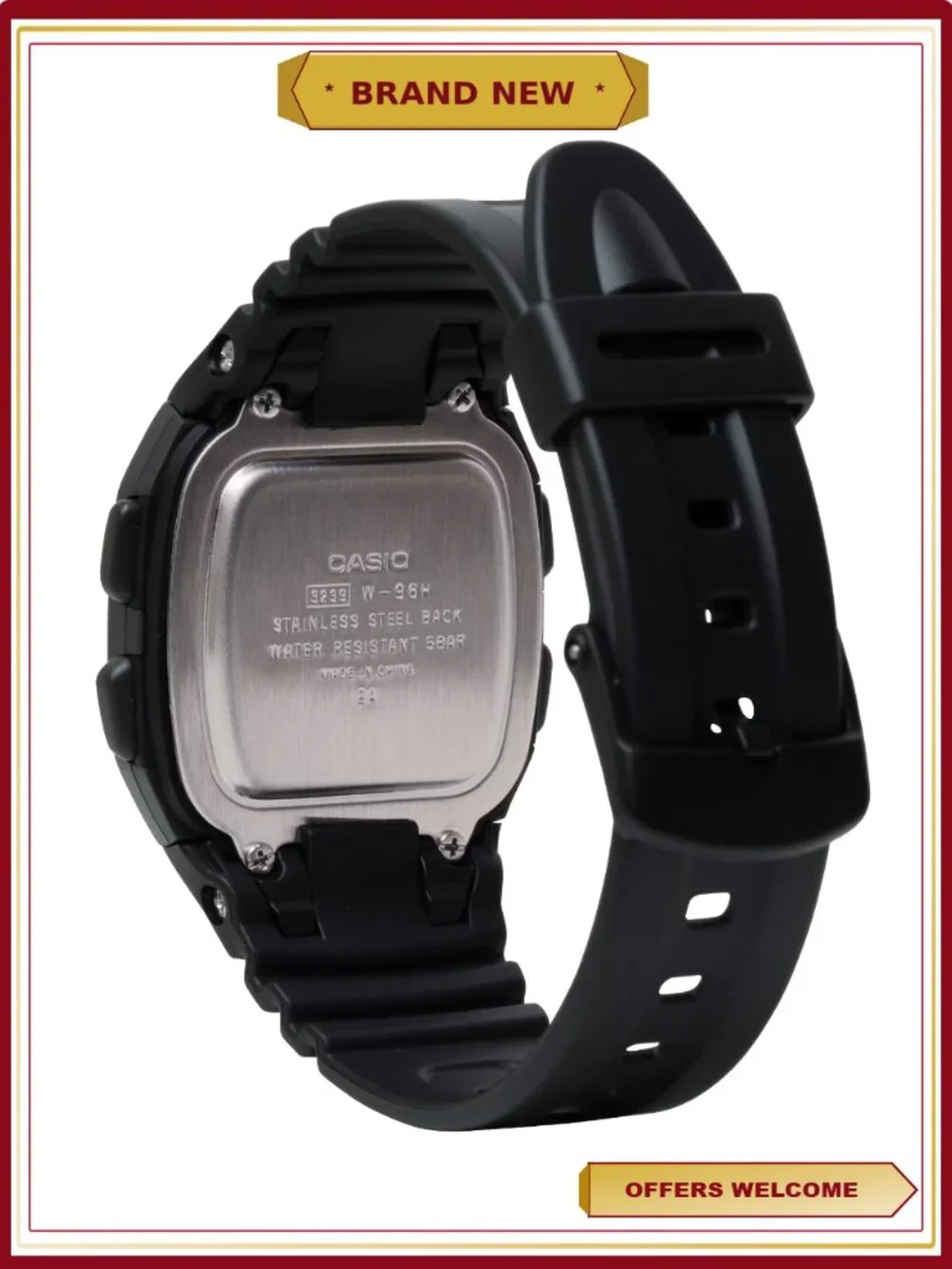 Men's Digital Sport Watch with 10 Year Battery, Black Silicone Band